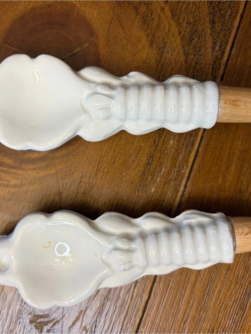 Italian Hand Painted Ceramic Wood Salad Servers Portofino Coastal Houses